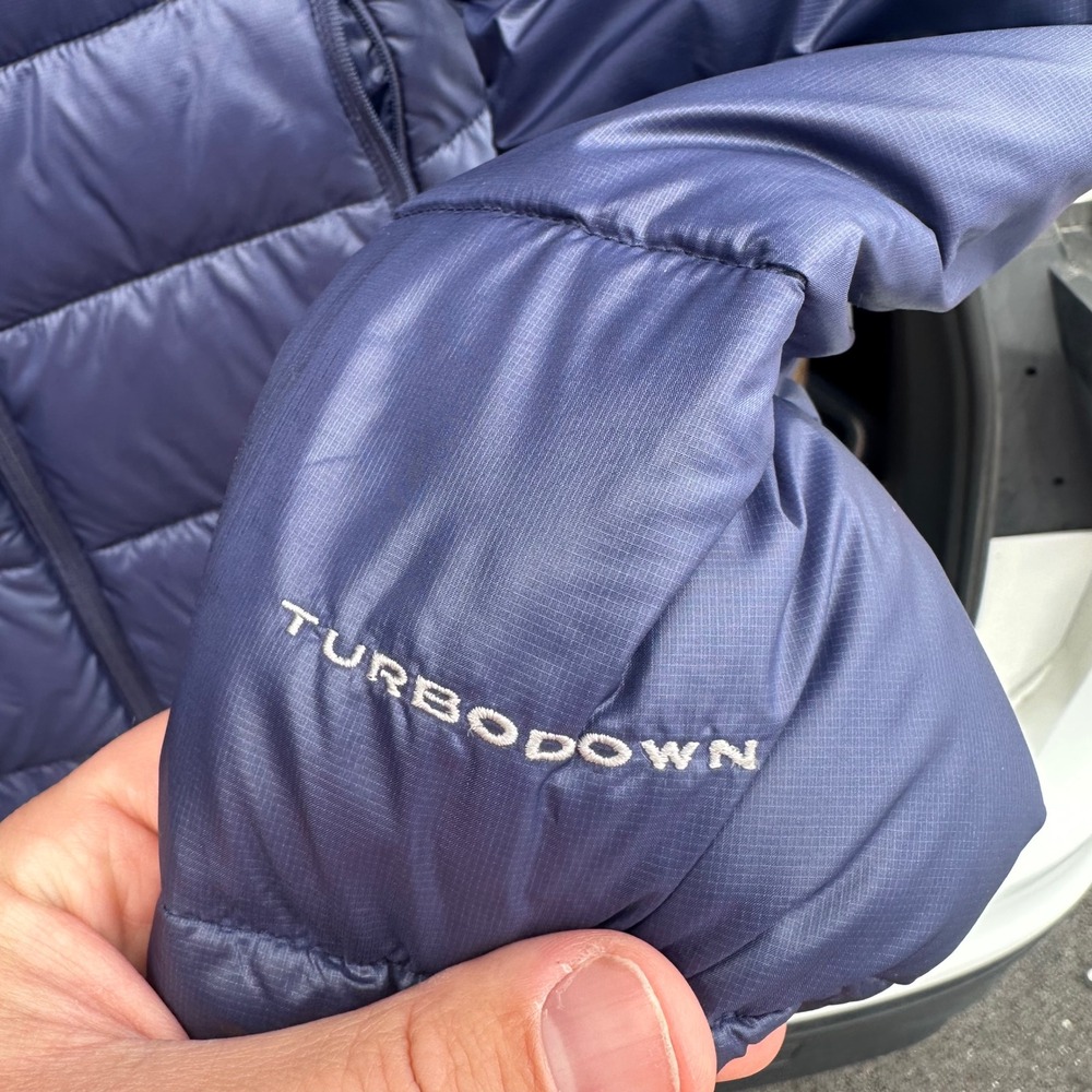 Columbia TurboDown Jacket Womens Small Blue Zip Hooded Outdoor Puffer Omni-Heat - Picture 3 of 7